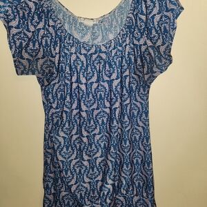 Elegant Blue Patterned Blouse